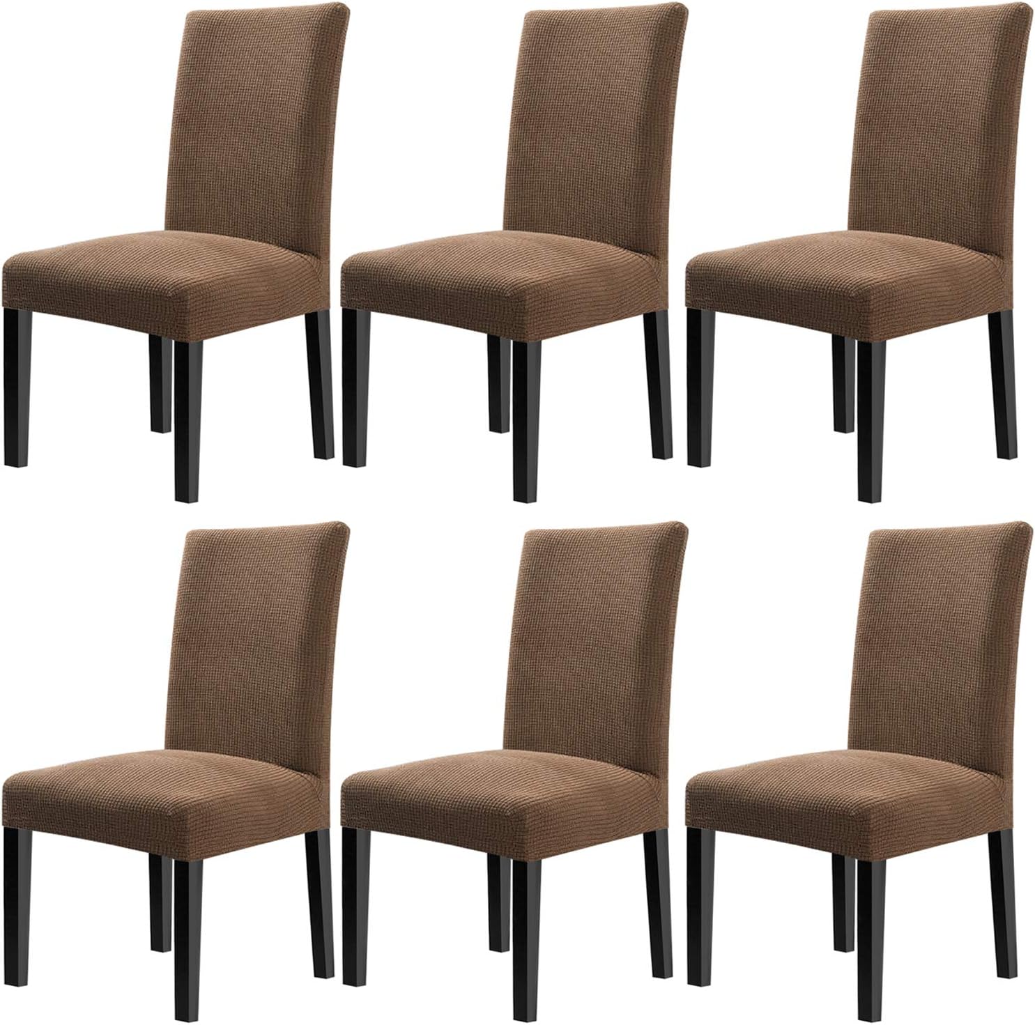 Fuloon 6 Pack Super Fit Stretch Removable Washable Short Dining Chair Protector Cover Seat Slipcover for Hotel,Dining Room,Ceremony,Banquet Wedding Party (Beige): Kitchen & Dining