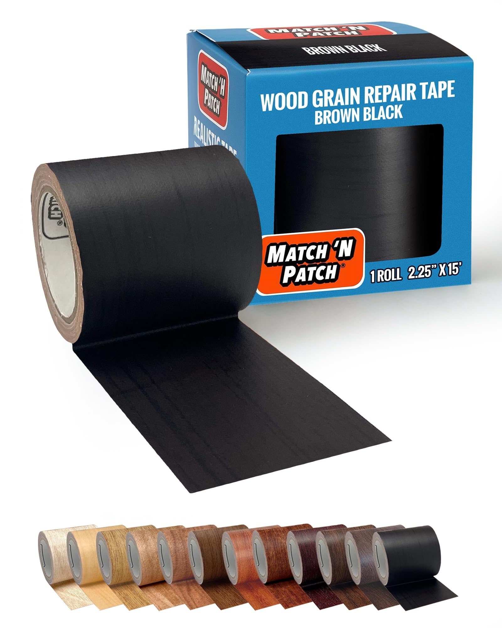 MATCH 'N PATCH Realistic Repair Tape, Brown-Black Wood