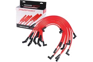 JDMSPEED New Red 10.5mm Racing Spark Plug Wires Set Replacement for Ford 5.0L 5.8L, SB SBF 302