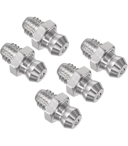 A ABSOPRO Lot De 5 Raccords Graisseur 1/4 Pouces Nickel Plaqué Droit - Mamelon Graisse Robuste