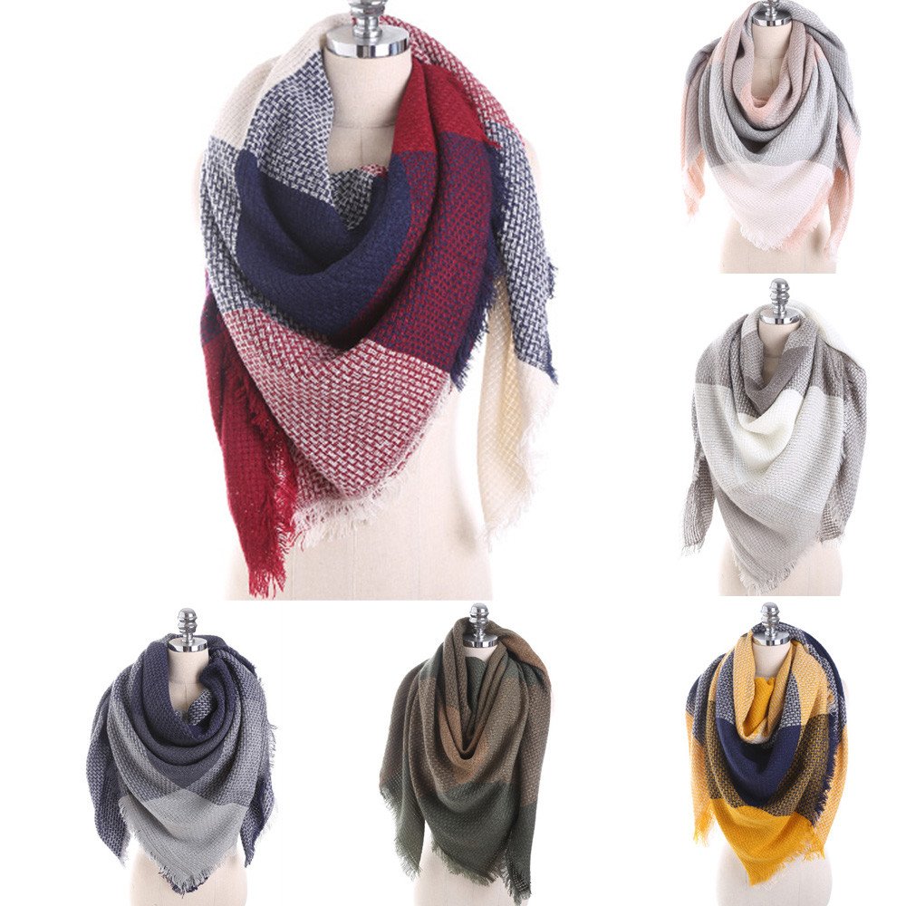 Smemek Foulards Élégant Echarpe Cachemire Echarpe Femme Hiver Écharpe à Carreaux