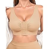 Easybunny Front Closure Minimizer Bras for Women Post Surgery Mastectomy Compression Bra with Adjustable Straps Non Padding