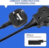TISDLIP 5M Extension Lead 1 Gang 13A Fused Socket Black Power Strip view 3