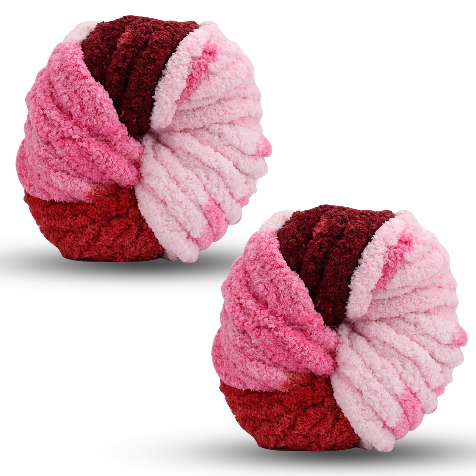 Chunky Wool Yarn 250g × 2, Multi-Colored Knitting Yarn for Crochet, 2cm Soft Knitting Wool for Making Handmade Bags Hats Blankets Pillow Cushion Cat Bed — image 1