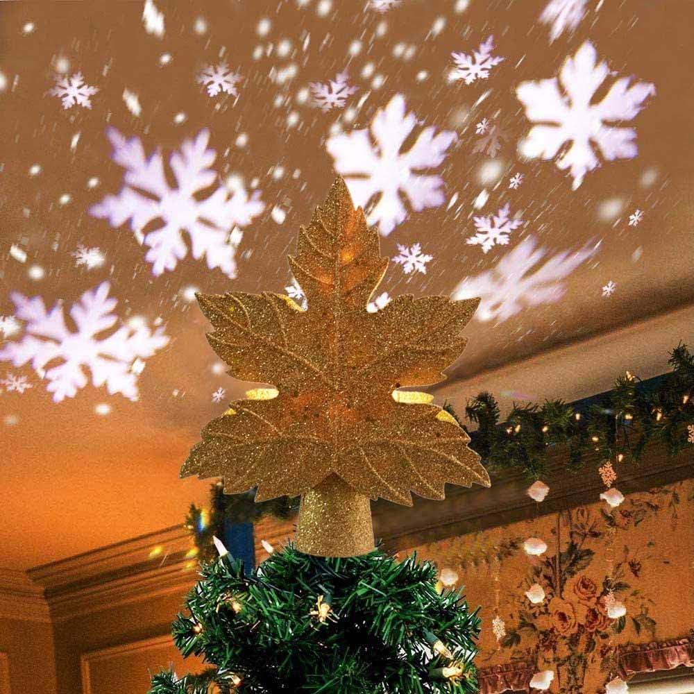 Haavpoois Christmas Tree Toppers Decoration Star Projector Light Glittering LED RGB Adjustable