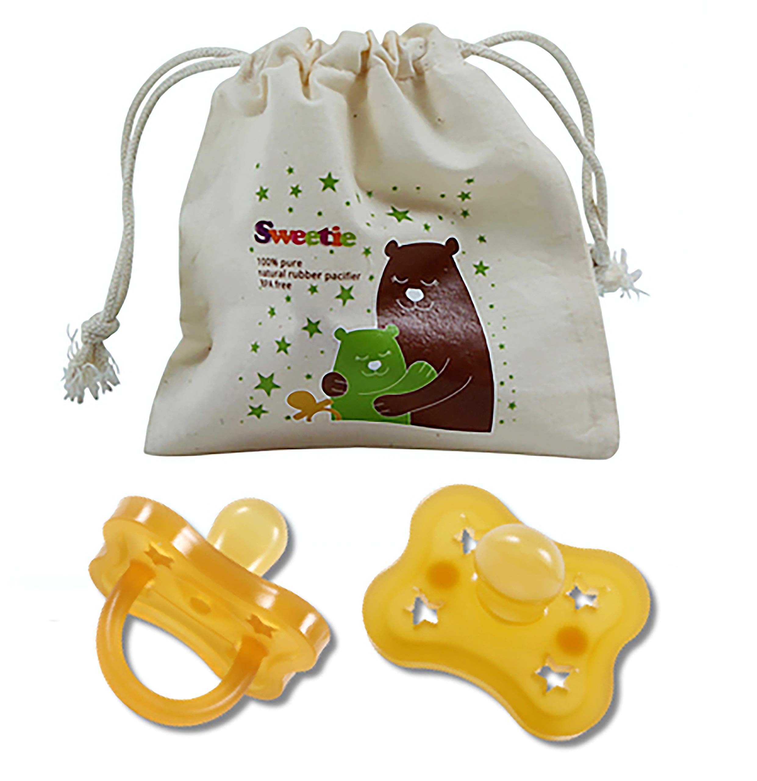 Sweetie Rubber Pacifier Star Shape Rubber Natural Rubber with Symmetrical Nipple 1 Count (12-18 Large)
