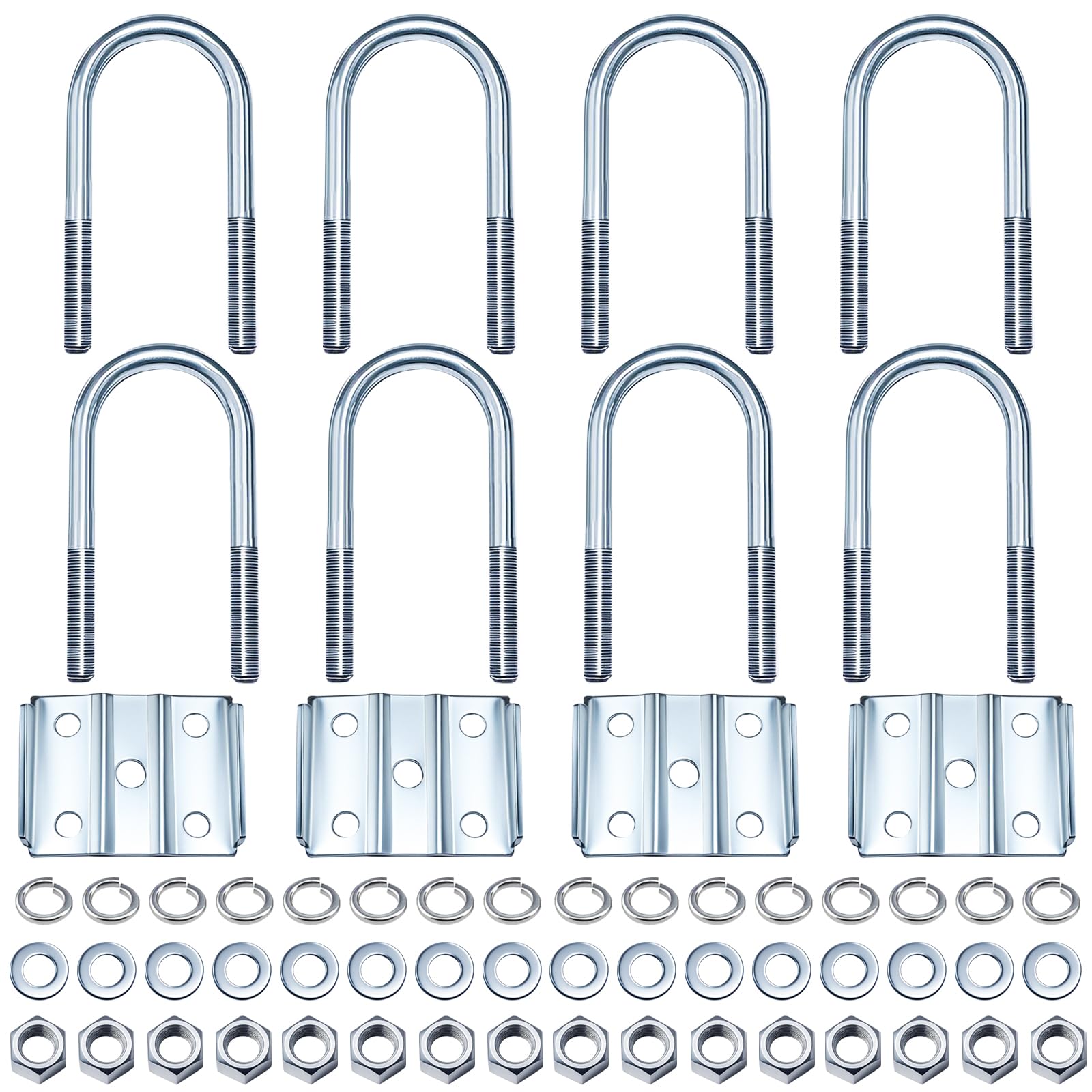 Photo 1 of LUXTRKSTO 2 3/8 Inch Trailer Axle U Bolt Kit for 3500lbs 2-3/8" Round Axle 1-3/4" Leaf Springs, 6-1/4" Long, 1/2” Diameter 2 Sets