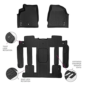 MAXLINER Floor Mats 2 Row Liner Set Black for Traverse/Enclave/Acadia/Outlook (with 2nd Row Bucket Seats)