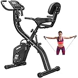 Folding Exercise Bikes DISPANK 3-in-1 X-Bike Indoor Recumbent Exercise Bikes, Sturdy Foldable Stationary Bike with Arm Resist