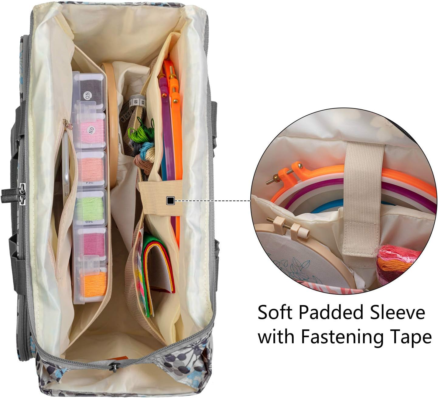 Yarwo Tote Bag for Embroidery Kits Embroidery Starter Kits Organiser with Multiple Pockets - Image 4