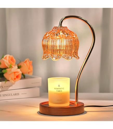 Dreamholder Lampe Chauffe-bougie électrique En Verre Avec Minuterie Et Variateur D'intensité, Chauffe-cire Vintage Réglable En Hauteur Pour Différentes Tailles, Bougies Parfumées Pour Décoration