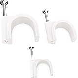 Pro-Grade, Cable Clips with Steel Nails 5mm, 7mm, 9mm Wire Holders and Tacks 100 Per Size. Durable, Easy Install, UV Resistant Plastic Clips to Organize Coax, Ethernet, Cat5, Cat6 and Other Cords.