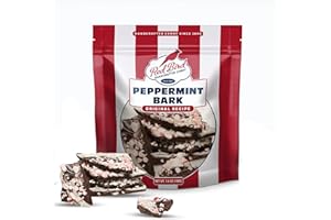 Red Bird Peppermint Bark with Luscious Layers of Dark and White Chocolate; Great Stocking Stuffer or Party Gift, 7 Ounce bag