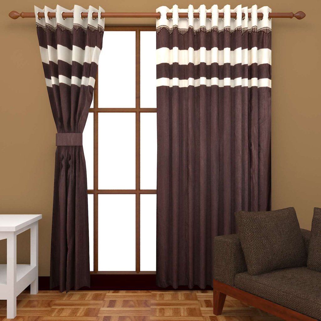 Buy Super India Designer Faux Silk 2 Pieces Eyelet Window Curtain