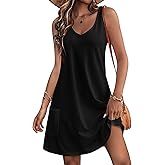 HOTOUCH Women's Casual Sundress with Pockets Summer Beach Dress Floral T-Shirts Dress V Neck Loose Tank Dresses
