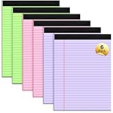 Legal Pads 8.5 x 11 Inch, 6 Pack, Colored Notebook Paper, 8.5 x 11 Colored Legal Pad, Micro Perforated Lined Paper Notepads 8.5 x 11, 30 sheets, Colored Paper Writing Pads for Office Home School