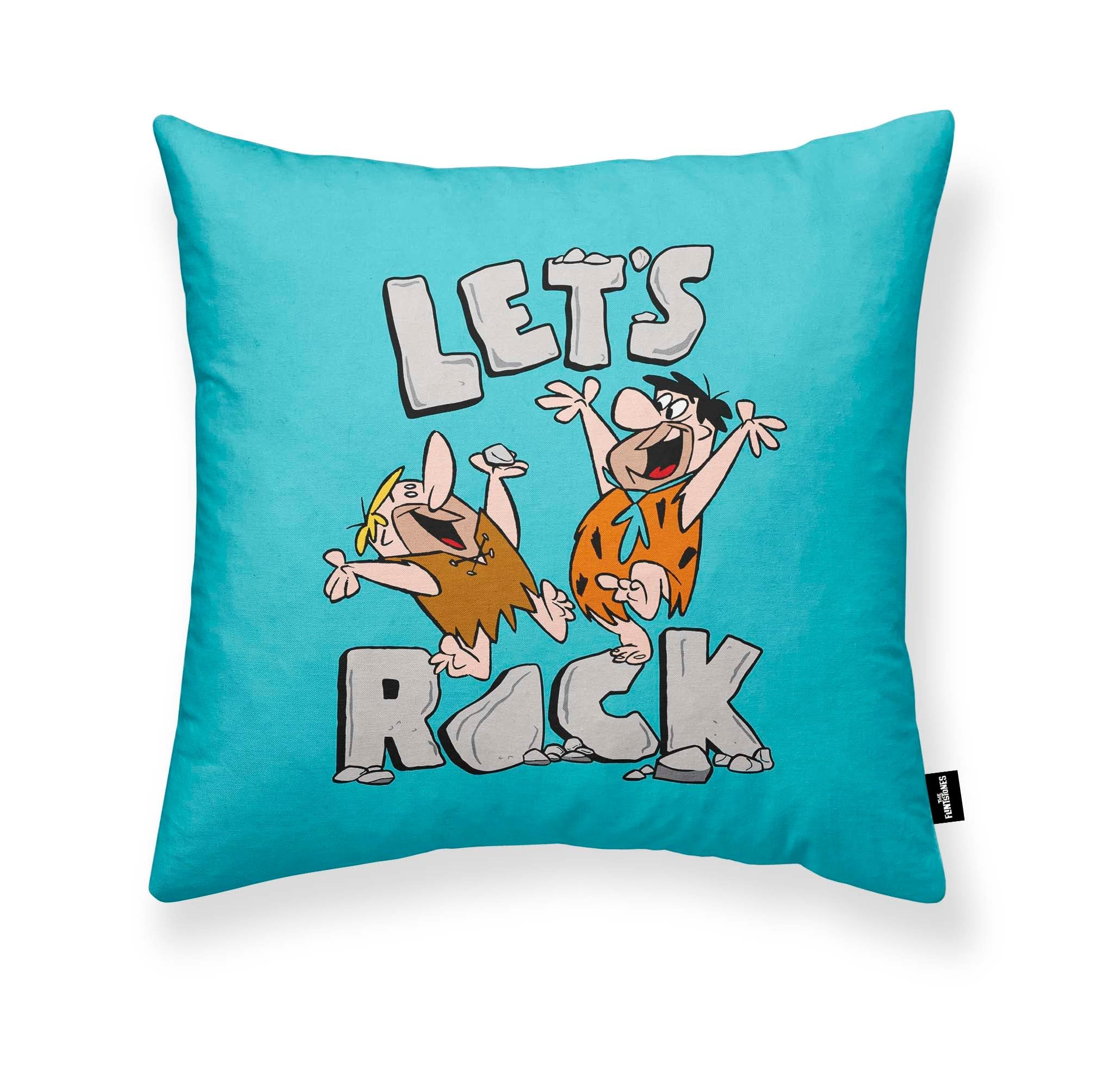 BELUM | 100% cotton cushion cover 45x45cm Model Let's Rock A | The Flintstones cushion cover | Cushion cover Half Panama fabric 100% organic cotton