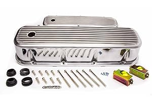 Racing Power Company R6280 Tall Finned Polished Aluminum Valve Cover for Big Block Chevy
