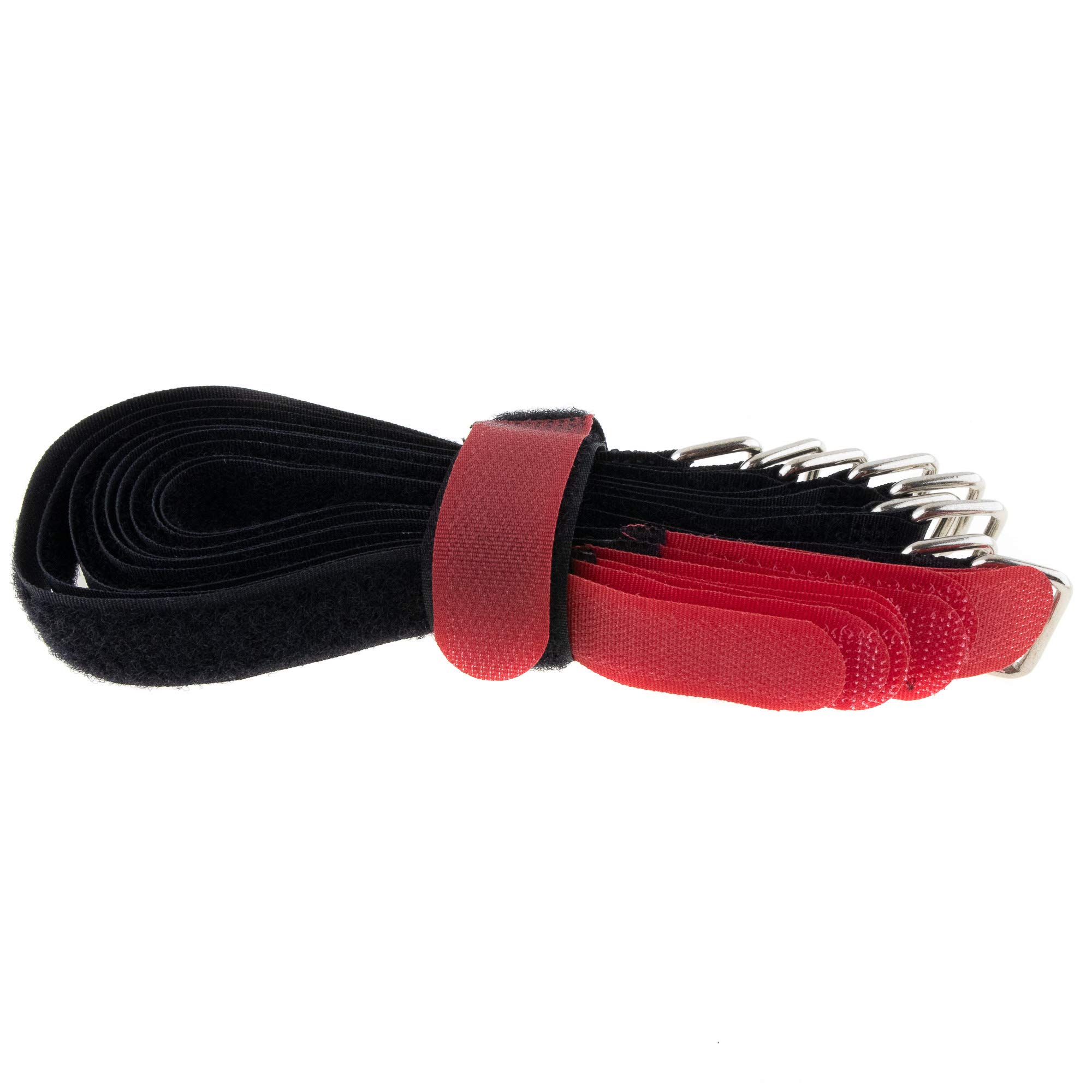 Velcro Cable Ties 300 x 20 cm Black/Red Fleece/Velcro Crossed Pack of 10