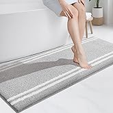 PURRUGS Bathroom Rug Non-Slip Machine Washable 24" x 60", Super Absorbent and Quick Dry Shaggy Microfiber Bath Mat, Extra Soft and Plush Bath Rug for Bathtub, Shower, and Sink, Light Grey
