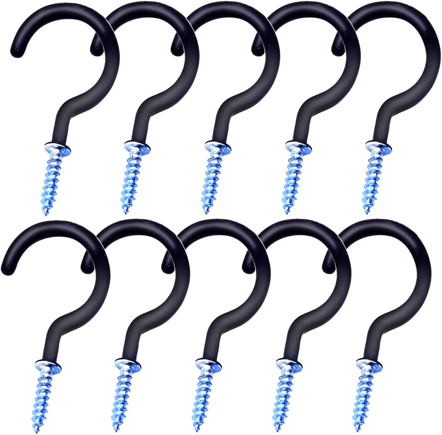 Esfun 20 Pcs 2 Inches Cup Hook Wall Ceiling Screw Hooks for Hanging Mugs Plant, Black