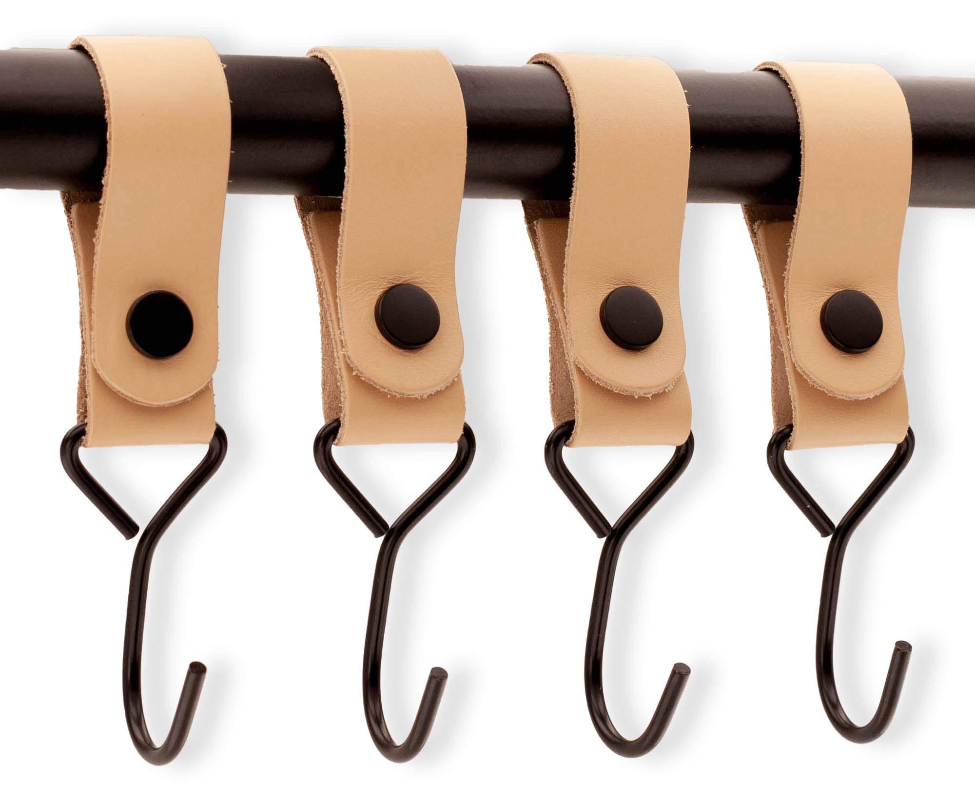 Brute Strength - Multifunctional Hook with Leather Loop - Natural - 4X - Coat Hooks Camping Hooks Leather