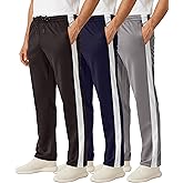 Real Essentials 3 Pack: Men's Mesh Open Bottom Sweatpants Gym Active Athletic Workout Casual Pants with Pockets (Big & Tall)