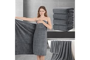 JESSY HOME Extra Large Bath Sheet Set of 4,Ultra Soft Fluffy Towel,35”x 70”Oversized Bath Towel Set,Premium Microfiber Bathroom Towel Set Highly Absorbent Quick Dry Shower Towel for Bathroom,Hotel,Spa(Grey)