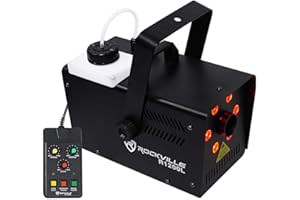 Rockville R1200L Fog/Smoke Machine w LED Lights/Strobe, 7 Channel DMX+2 Remotes