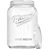 Dwbligt 1 Gallon Glass Jar with Airtight Lid, Large Mason Jar Wide Mouth for Flour Sugar Food Storage Containers with Scale Mark(1 PCS), Canning Jars for Sun Tea, Kombucha, Cookie, Pickle, Fermenting