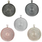 SAUNUCHI 10pcs Assorted Color 40mm Pendant Blank Bezels Round Cabochon Necklace Trays Settings for Jewelry DIY Making