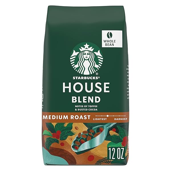 STARBUCKS WHOLE BEAN COFFEE, MEDIUM ROAST COFFEE, HOUSE BLEND, 100% ARABICA, 1 BAG (12 OZ)