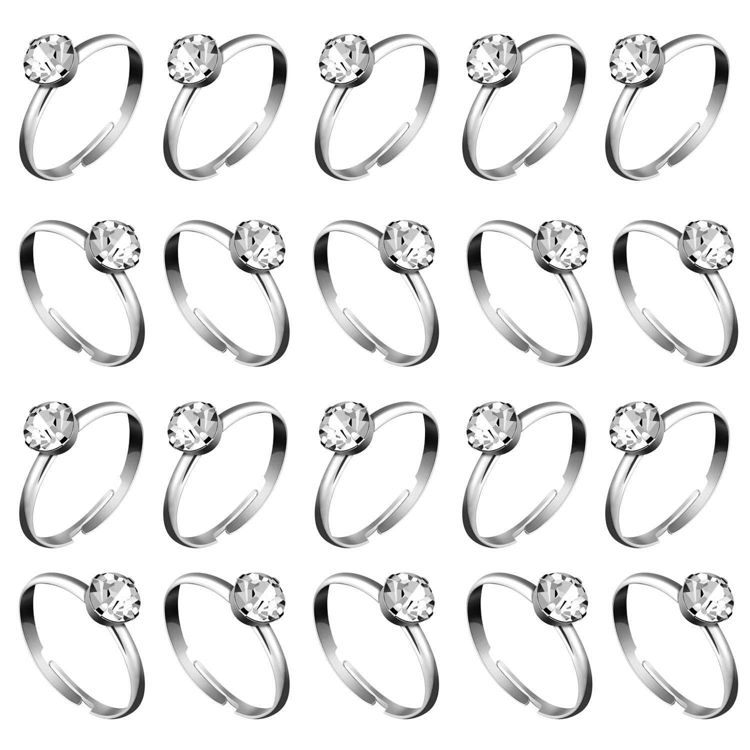 Photo 1 of Whaline 36 Packs Silver Diamond Engagement Rings Bridal Shower Rings for Wedding Table Decorations, Party Supply, Favor Accents, Cupcake Toppers