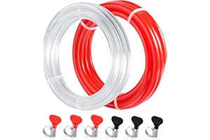 WELLBOM 5ft Kegerator CO2 Gas Line and Beer Lines, ID 5/16'' Red Co2 Gas Hose and ID 3/16'' Clear Beer Keg Lines Food-Grade PVC Tube with 6PCS Hose Clamps for Home Brewing