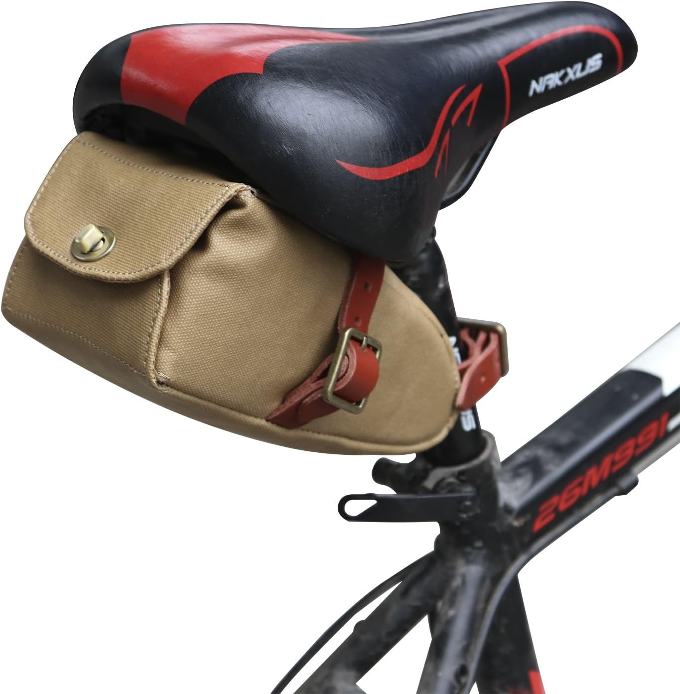 TOURBON Waterproof Canvas and Leather Bike Saddle Bag Bicycle Seat Pack