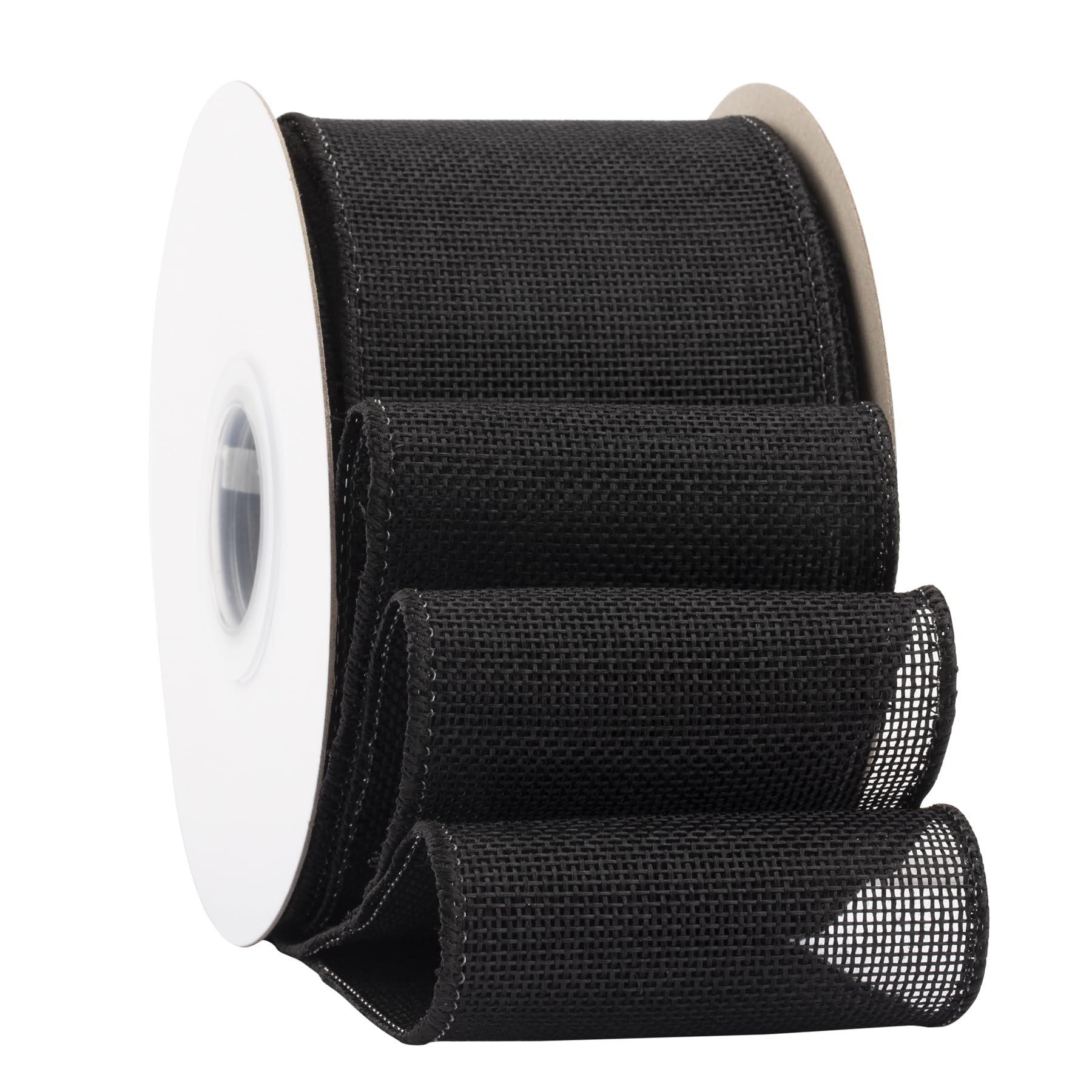 Ribbonitlux Black Burlap Wired Ribbon, 75mm x 18 Meters, Wired Edge Burlap Ribbon for Gift Wrapping, Big Bow, Wreath, and Christmas Tree Decoration