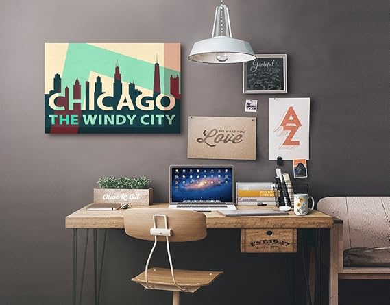 Amazon Com Chicago Illinois The Windy City Modern Silhouette