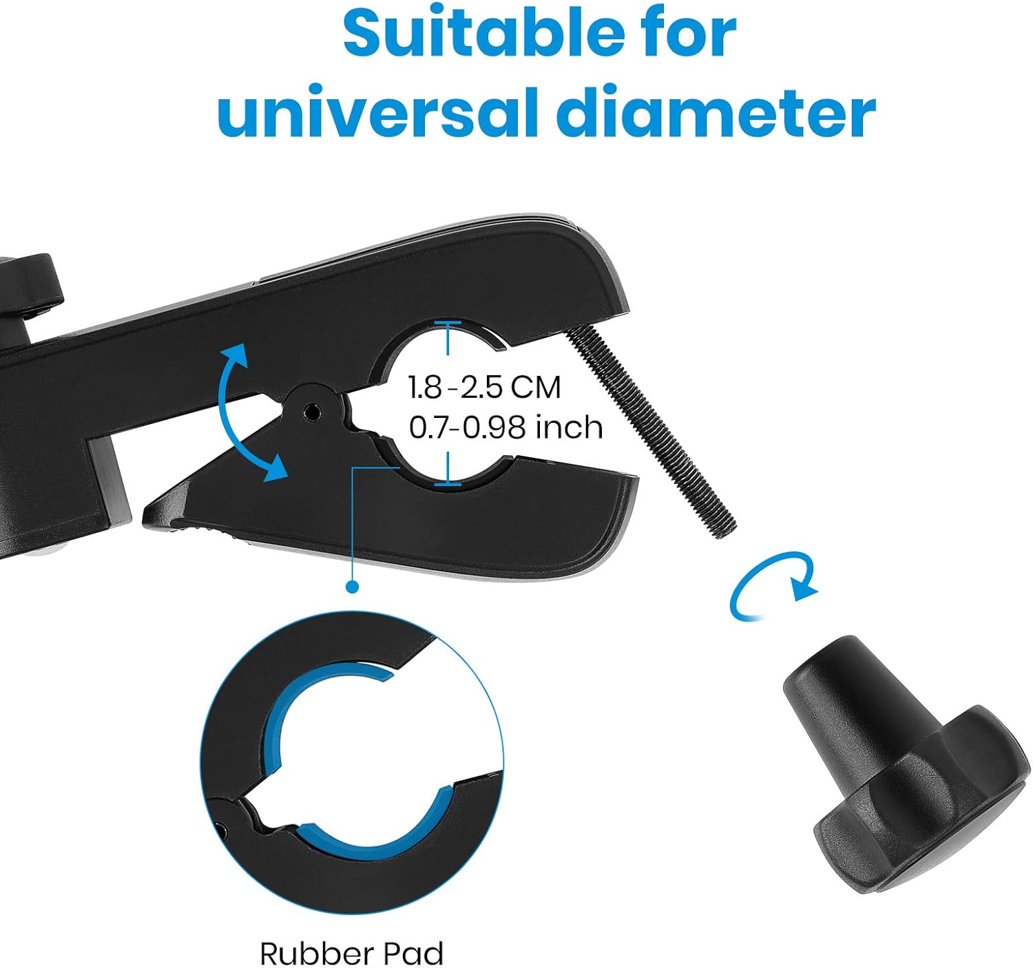 Moukey Adjustable Tablet Holder for Microphone Stands Mic Stand Clamp Mount Bracket for Smartphones 90°Flexible Tablet Stand Mmsph-1 - Image 3