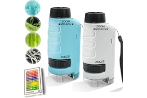 BUNOJU Your Little Scientist Microscope, 2024 New Miniscope Portable Microscope Kids, Miniscope Kids Your Little Scientist, Handheld Microscope for Science Experiments (2pcs White+Blue)