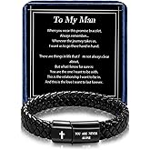 Alissl Black Braided Leather Bracelet for Men, Bible Verse Inspirational Christian Religious Bracelet for Man Dad Husband Boyfriend Grandson Son Birthday Christmas Gifts