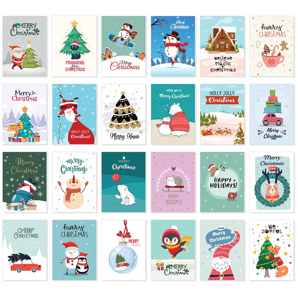 Papa Prints Xmas Cards Packs of 48 Greeting Cards Multipack Merry Christams Cards Pack Assorted Christmas Cards Pack of Christmas Cards 2025