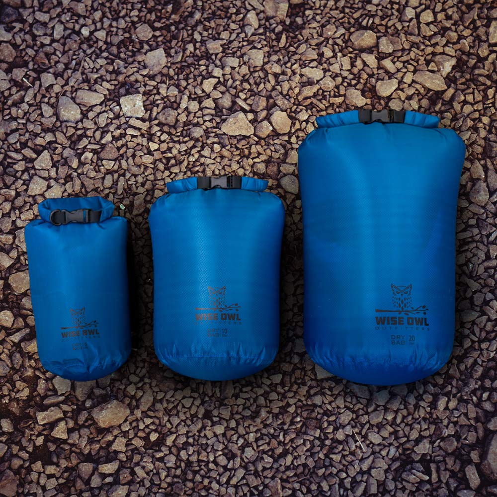 Carrier Bag Case, Waterproof Dry Bag - Ultra Durable 1pk or 3pk Airtight Bags - 5L, 10L, 20L Sizes - Diamond Ripstop Roll Top