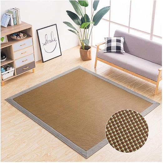 WSZLSD Alfombra Alfombra, tapete de Rattan Alfombra de Seda de Hielo