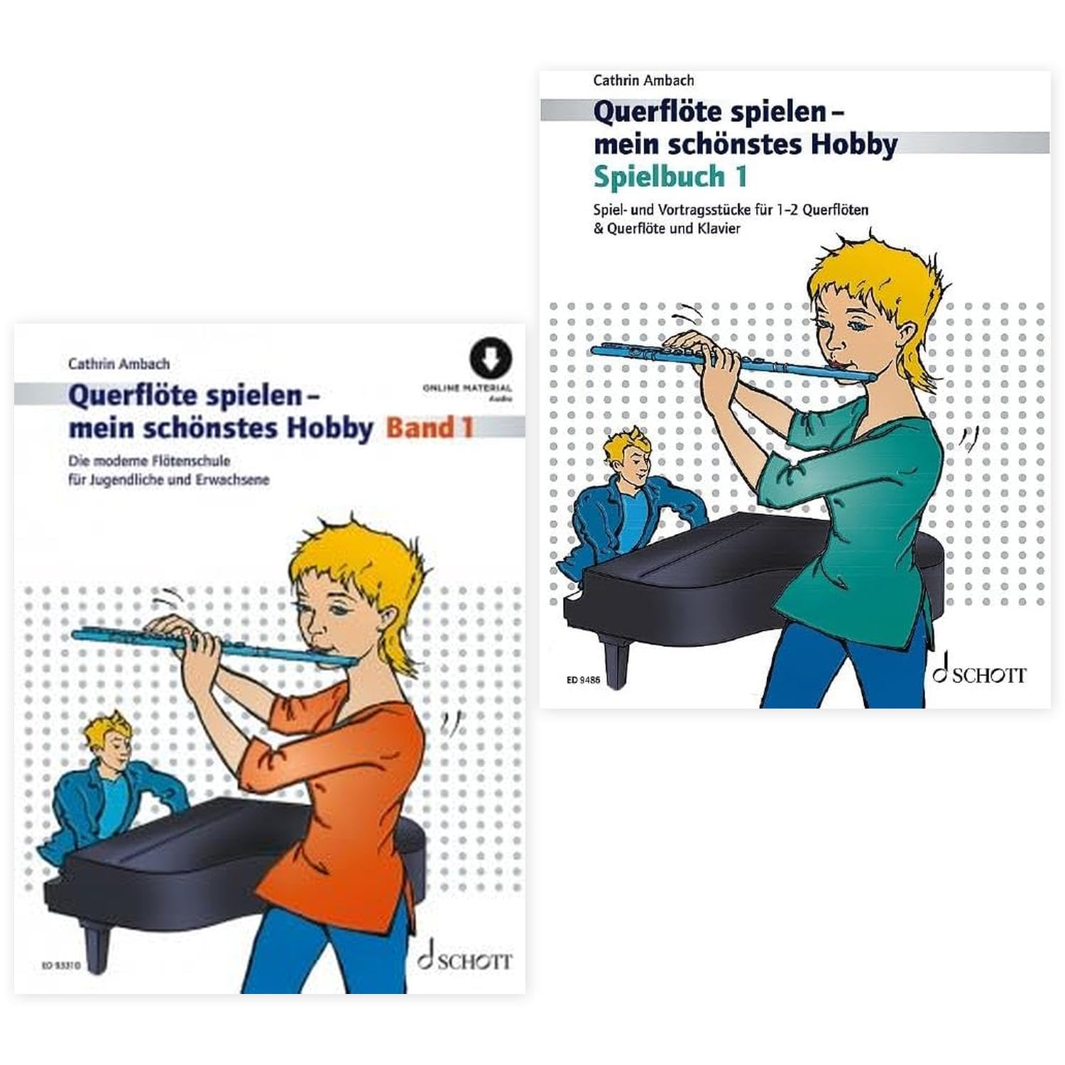 Play Transverse Flute - My Most Beautiful Hobby Volume 1 and Game Book 1 (ED 9331D, ED 9486, 9783795727680, 9783795757595) + soundman Flute Cleaning Cloth (Starter Set)