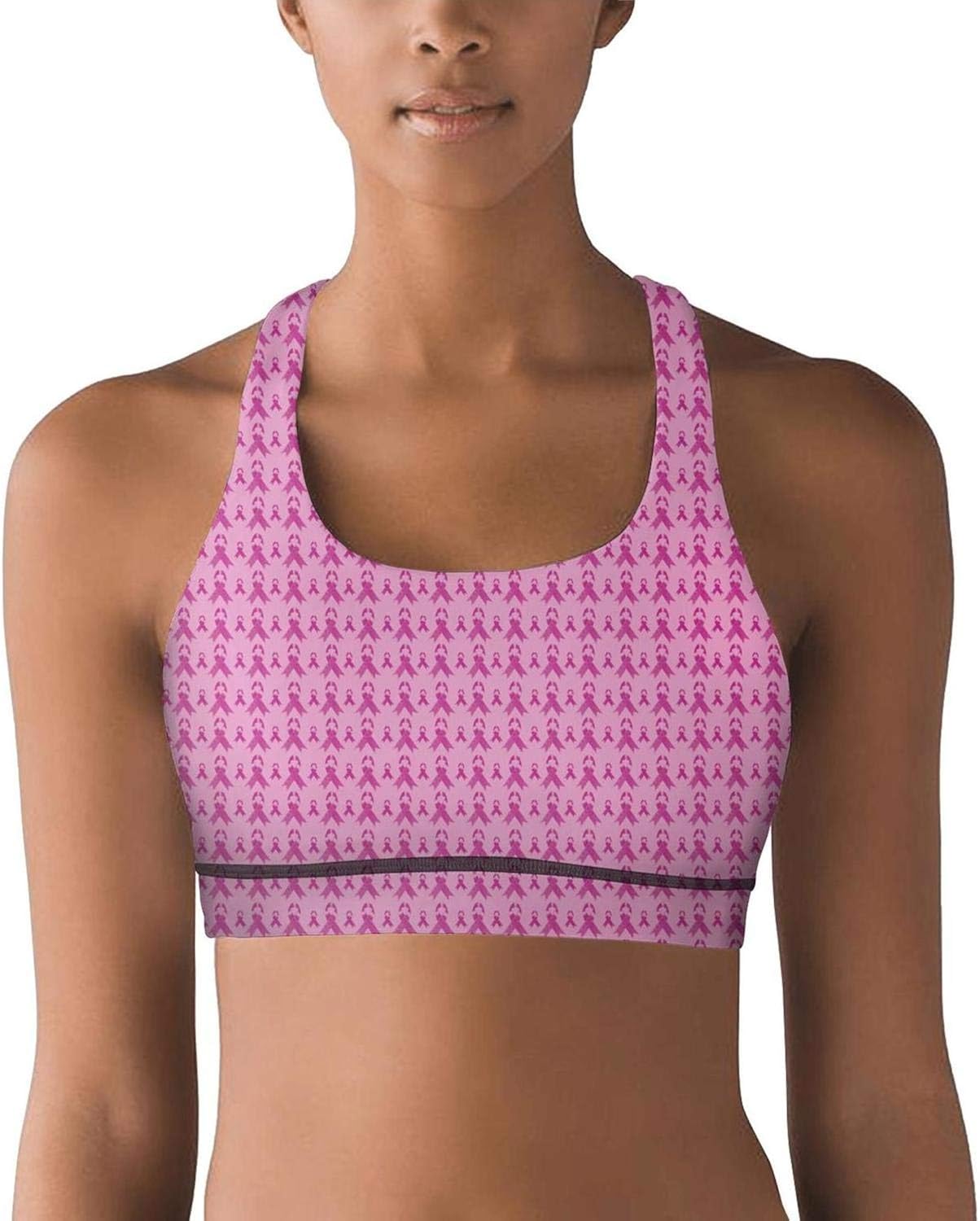 Breast Cancer Women Printed Racerback Sports Bras Stylish Fitness Yoga
