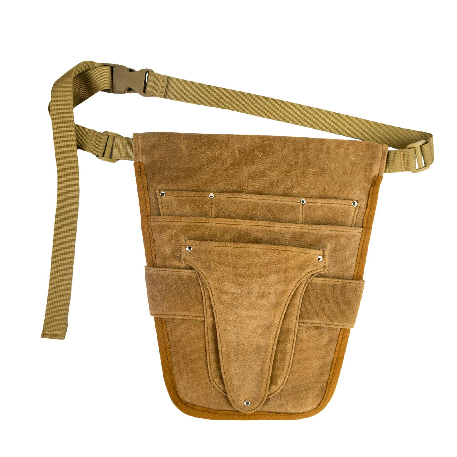 MagiDeal Handy Garden Tool Belt, with Multiple Pocket Heavy Duty Small Tool Belt Pouch Outdoor Gardening Tools Waist Belt for Women & Men Gardeners, Brown