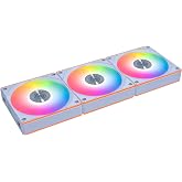 Lian Li UNI Fan CL Flex 120 Reverse Blade ARGB PWM Fan, 3 Pack, White | 3 reverse-blade 120mm ARGB PWM fans with L-Wireless controller for clean RGB views, strong airflow, tidy wiring (12RCL1F3W)