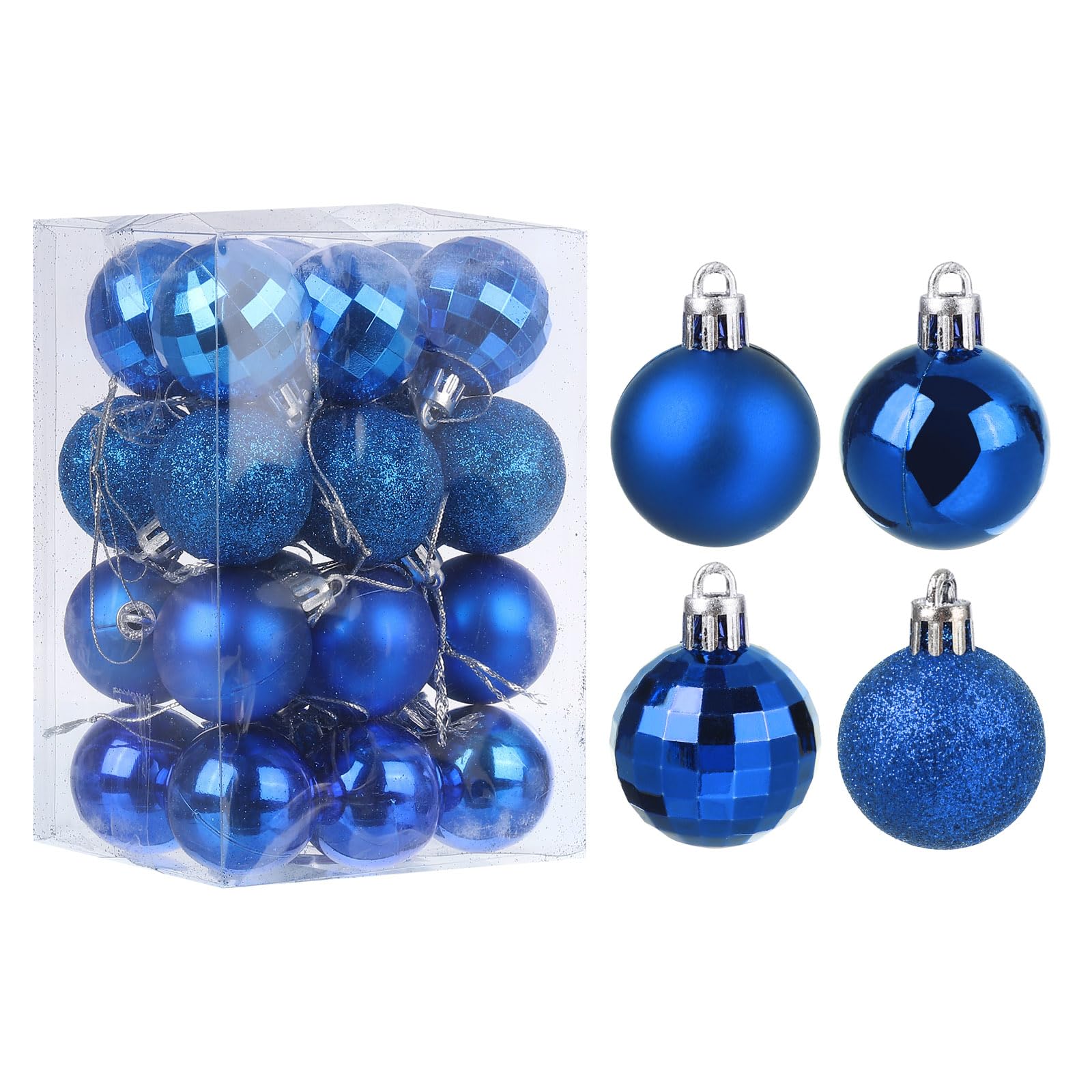 uxcell 24Pcs Blue 1.57 Inch Christmas Balls Ornaments Shatterproof Ornaments Hanging Baubles for Xmas Trees, Wedding, Party Decorations