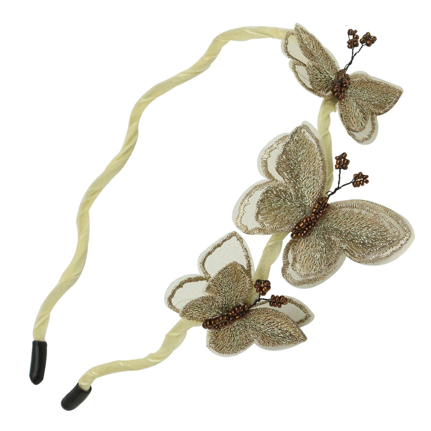 Butterfly Headband,Girl Hairband Hair Hoop Fashion Headdress Headwear Makeup Handmade Headpiece Hair Band Accessories for Women Party Wedding Beauty Tools (Yellow)