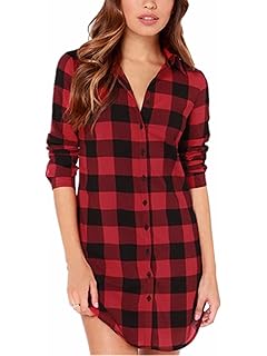 red checked shirt dress womens